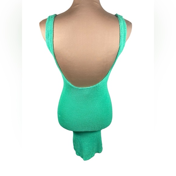 LOVE & BIKINIS MARBELLA CLASSIC SCOOP NECK CRINKLE ONE SIZE DRESS APPLE GREEN - Picture 5 of 9